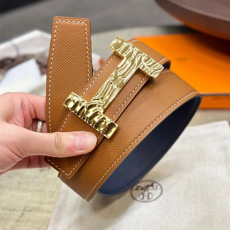 Hermes Quizz H20 Belt Reversible Leather In Blue Brown - Image 3