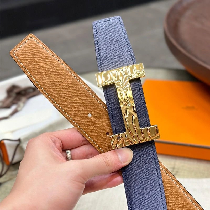 Hermes Quizz H20 Belt Reversible Leather In Blue Brown - Image 4