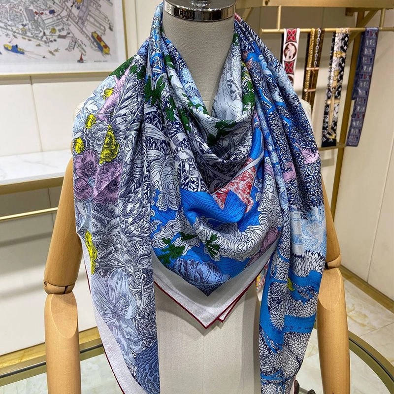 Hermes Retour A La Nature Shawl 140 In Burgundy - Image 3