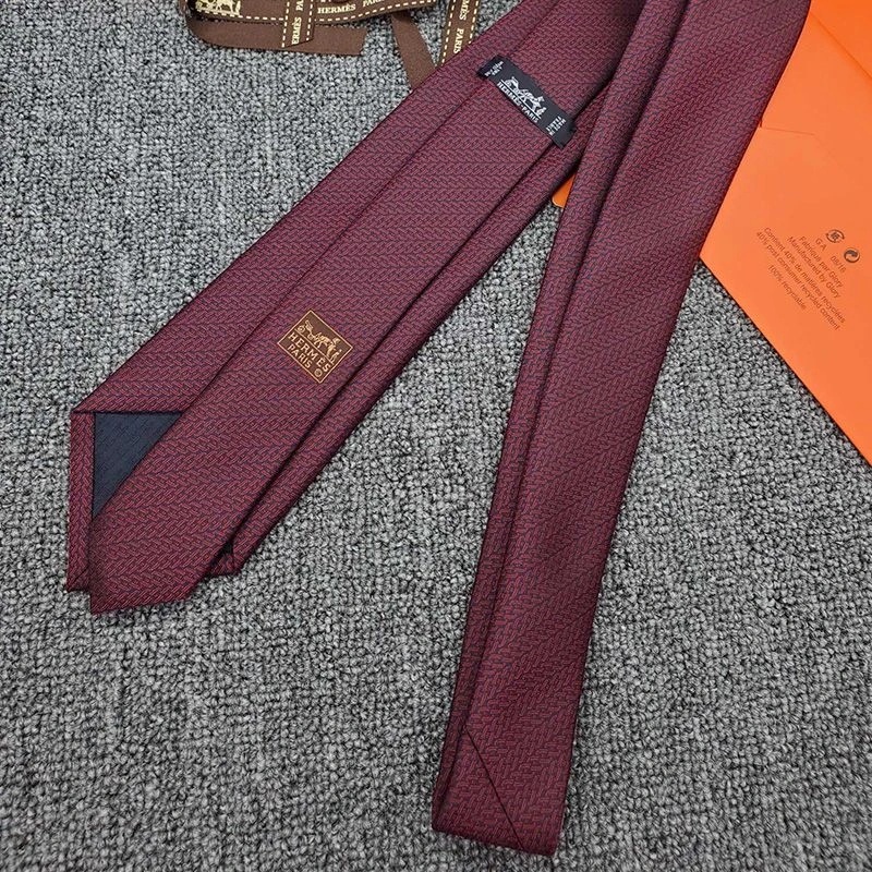 Hermes Rocking H Tie In Burgundy - Image 3