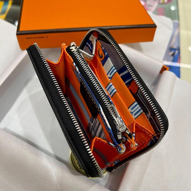 Hermes Silk'In Compact Wallet Epsom Leather In Black - Image 3