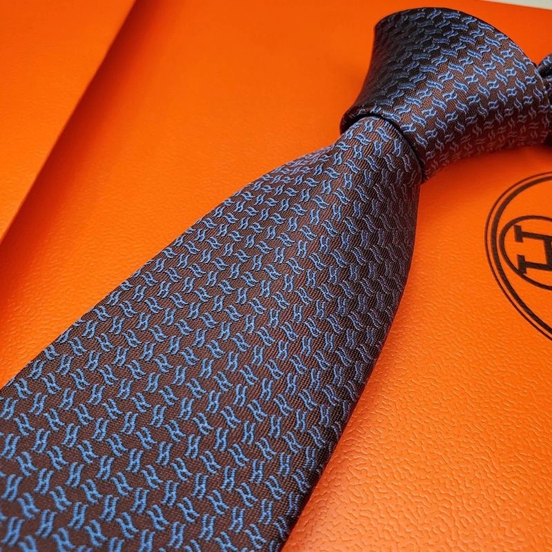 Hermes Tie 7 Flot De H Tie In Brown - Image 3
