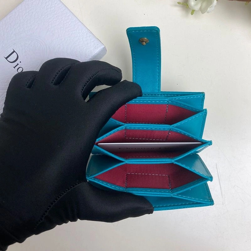 Lady Dior Card Holder Cannage Calfskin Blue - Image 4