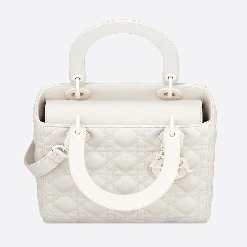 Medium Lady Dior Bag Ultramatte Cannage Calfskin White - Image 3
