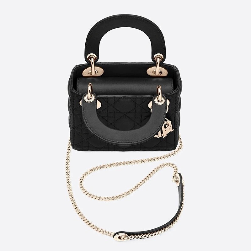 Mini Lady Dior Bag Cannage Lambskin Black - Image 3