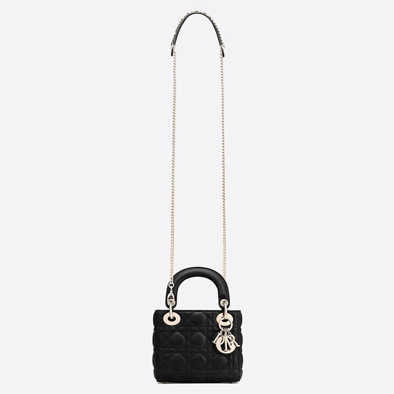 Mini Lady Dior Bag Cannage Lambskin Black - Image 4