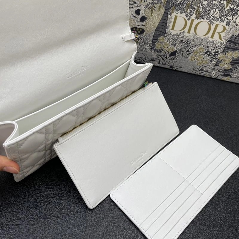 Lady Dior Pouch Emblematic Cannage Lambskin White - Image 4