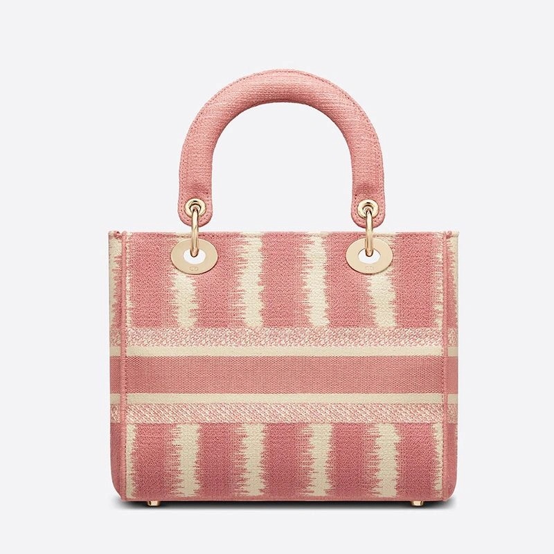 Medium Lady D-lite Bag D-Stripes Motif Canvas Pink - Image 3