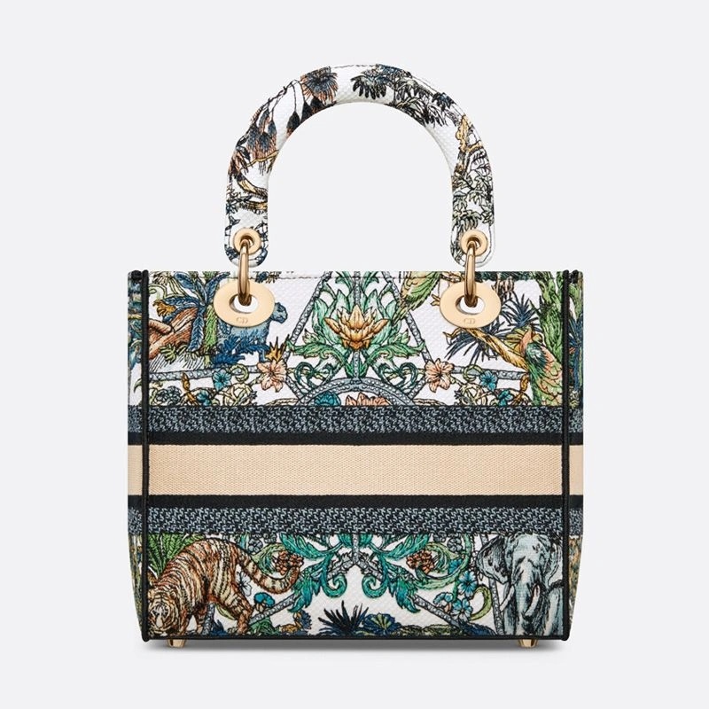 Medium Lady D-lite Bag Etoile de Voyage Motif Canvas Multicolor - Image 3