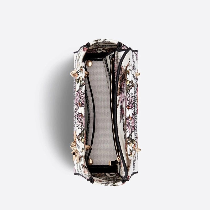 Medium Lady D-lite Bag Jardin Botanique Motif Canvass White - Image 4