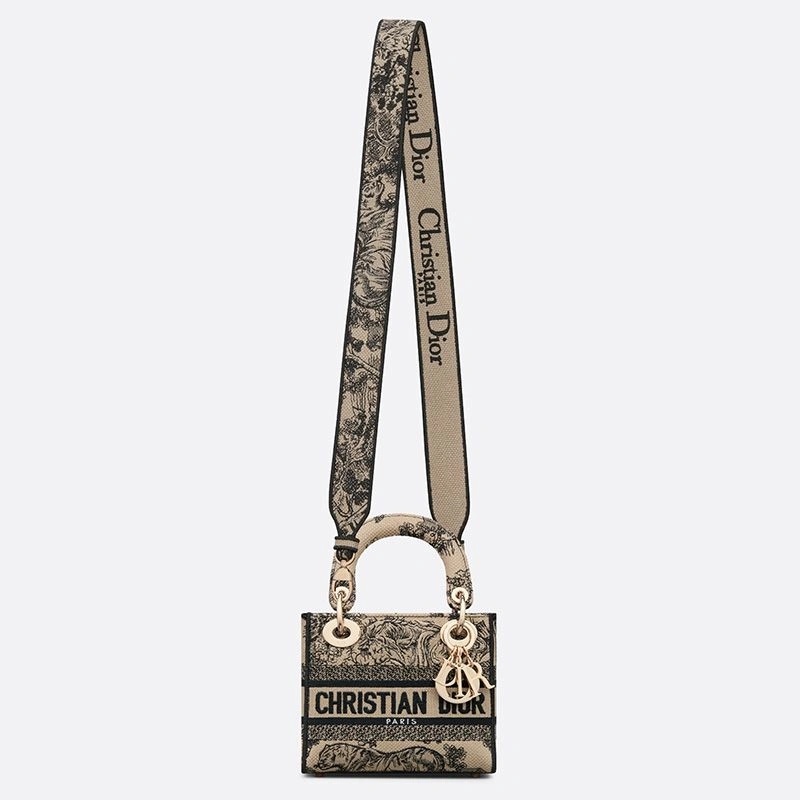 Mini Lady D-lite Bag Toile de Jouy Motif Canvas Beige - Image 5