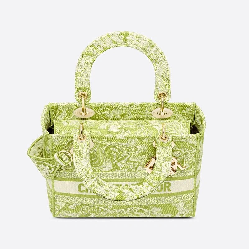 Medium Lady D-lite Bag Toile de Jouy Motif Canvas Lemon - Image 4