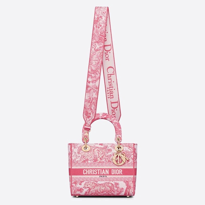 Medium Lady D-lite Bag Toile de Jouy Motif Canvas Rose - Image 5
