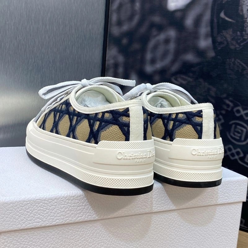 Walk'n'Dior Platform Sneakers Unisex Macrocannage Motif Canvas Blue - Image 3